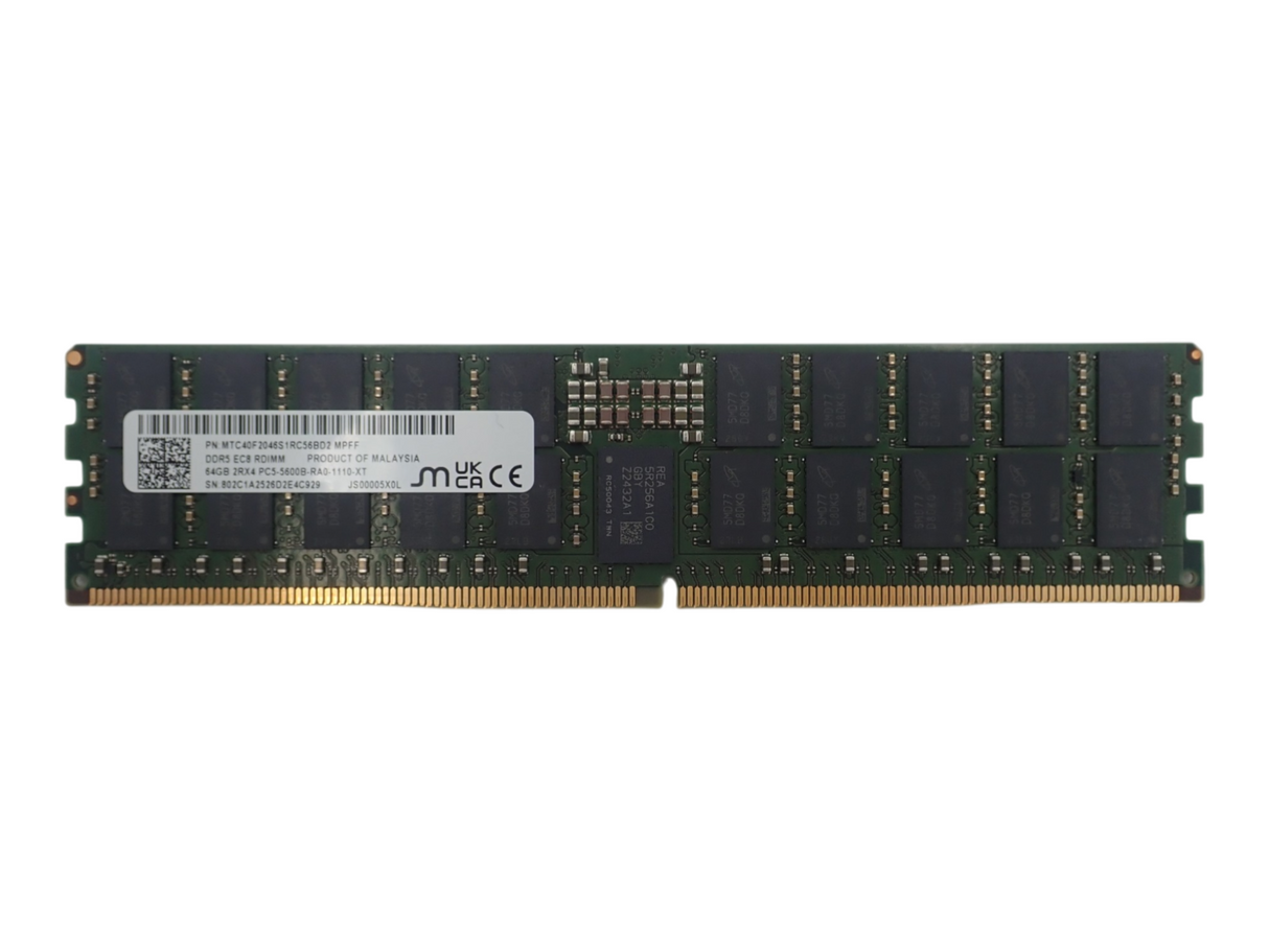 NEW Micron 64GB 2Rx4 PC5-5600B DDR5 ECC RDIMM Server Memory MTC40F2046S1RC56BD2