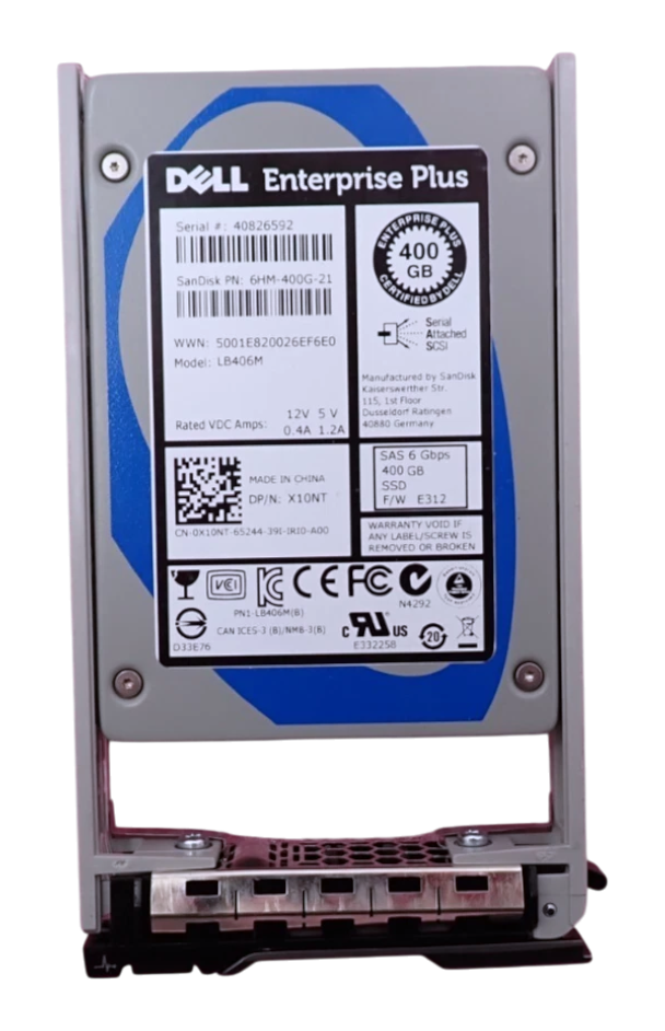 Dell 400GB SAS 6G MU 2.5" Enterprise Plus SSD LB406M X10NT + 12/13th Gen Caddy