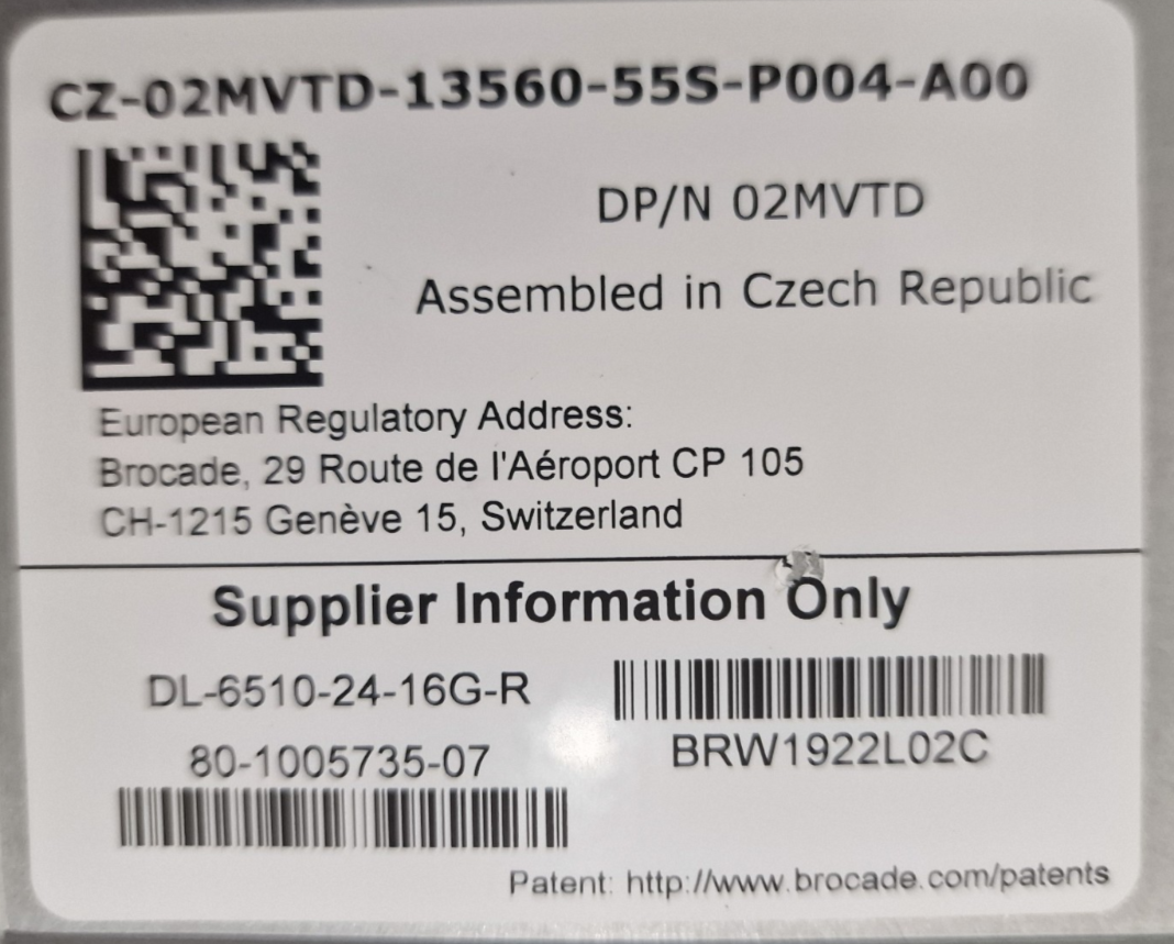Brocade 6510 48-Port 16Gb FC SAN Switch SM-6510-24RCS (24-Port Active) B2F