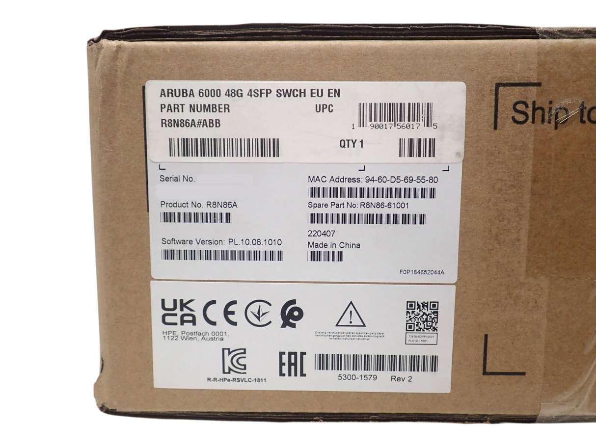 NEW HPE Aruba CX 6000 48x 1GBase-T +4x 1G SFP Port Managed Network Switch R8N86A