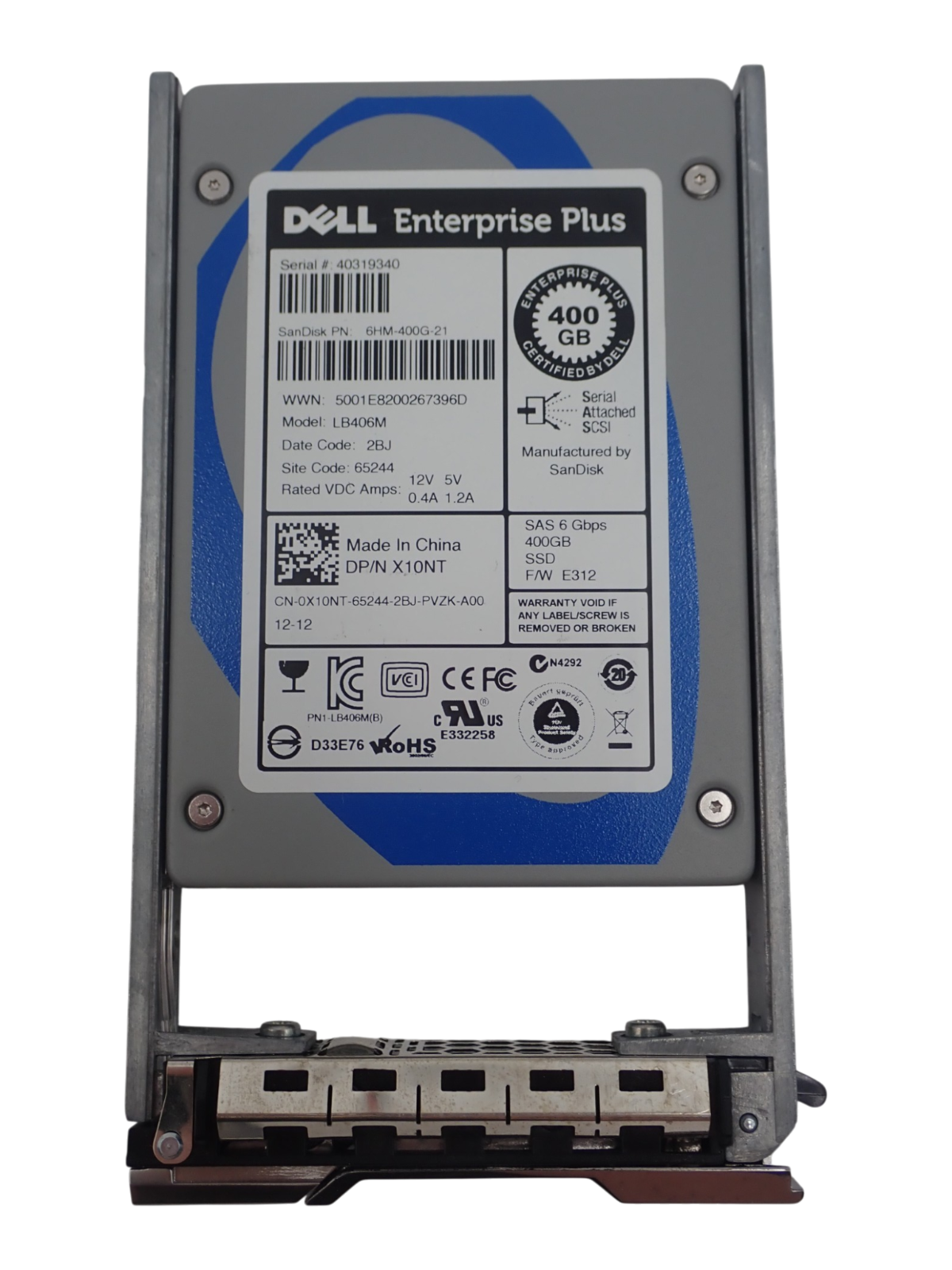 Dell Equallogic 400GB SAS 6G Mixed Use 2.5" Enterprise Plus SSD LB406M X10NT