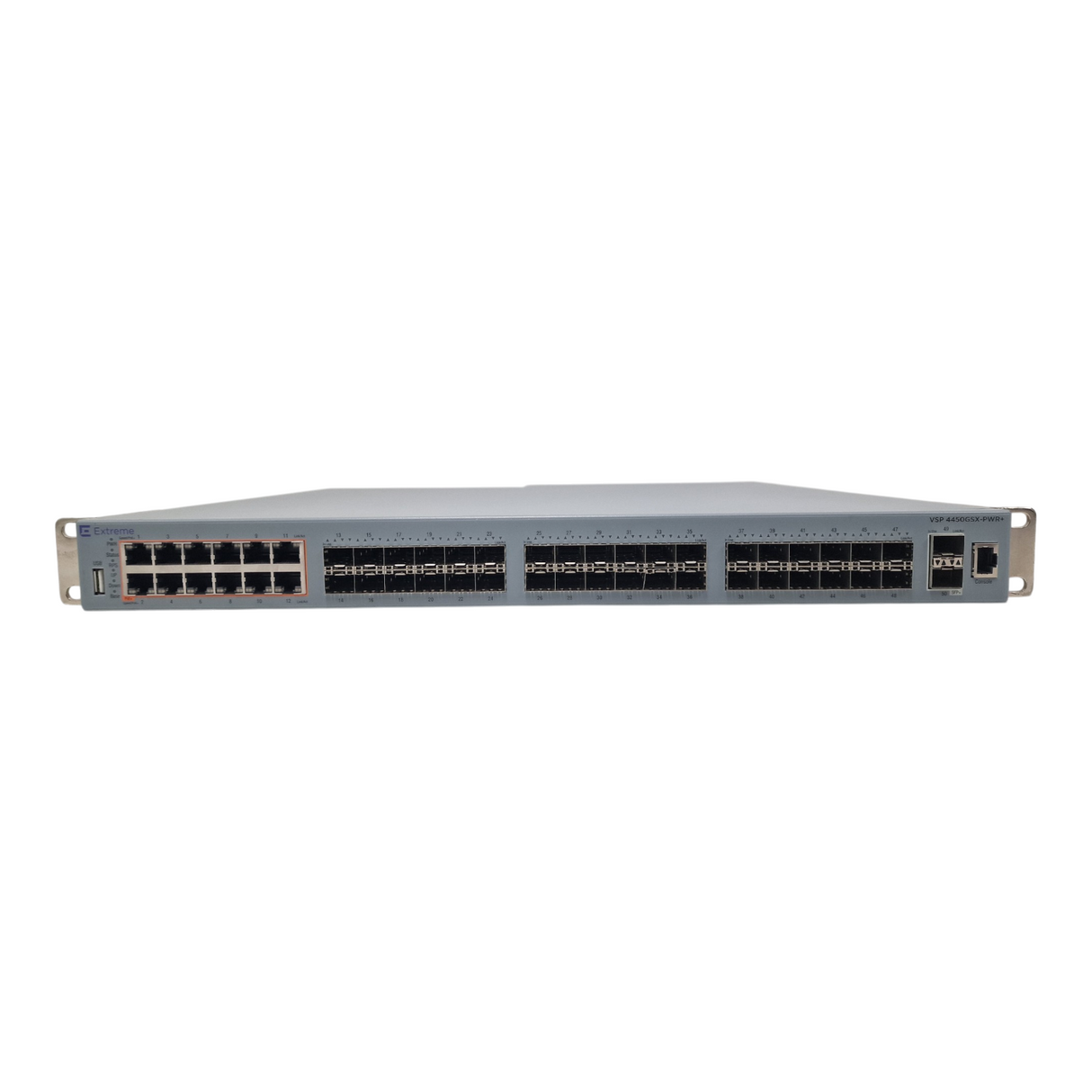 Extreme VSP 4450GSX-PWR+ 36-Port SFP 2x 10GbE SFP+ 12x RJ-45 PoE+ Managed Switch