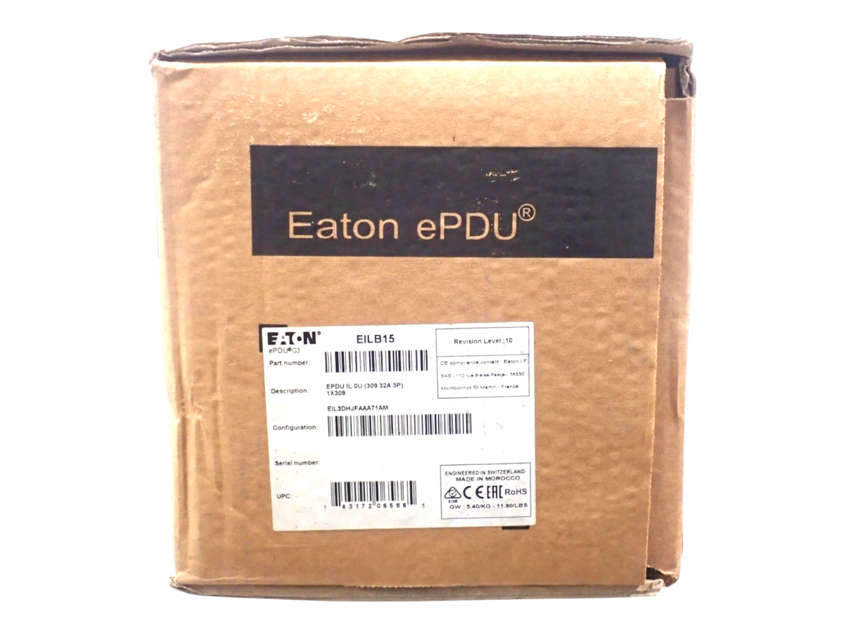 NEW Eaton G3+ EILB15 IEC-60309 32A 3Ph 22kW 346-415V In-Line Metered Rack PDU
