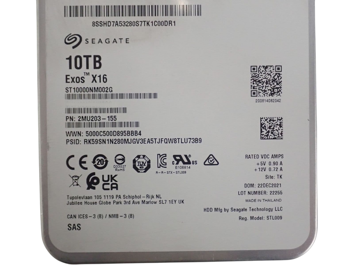Lenovo Storage 10TB 7.2k SAS 12G3.5'' LFF HDD Hard Drive 01DC628 ST10000NM002G