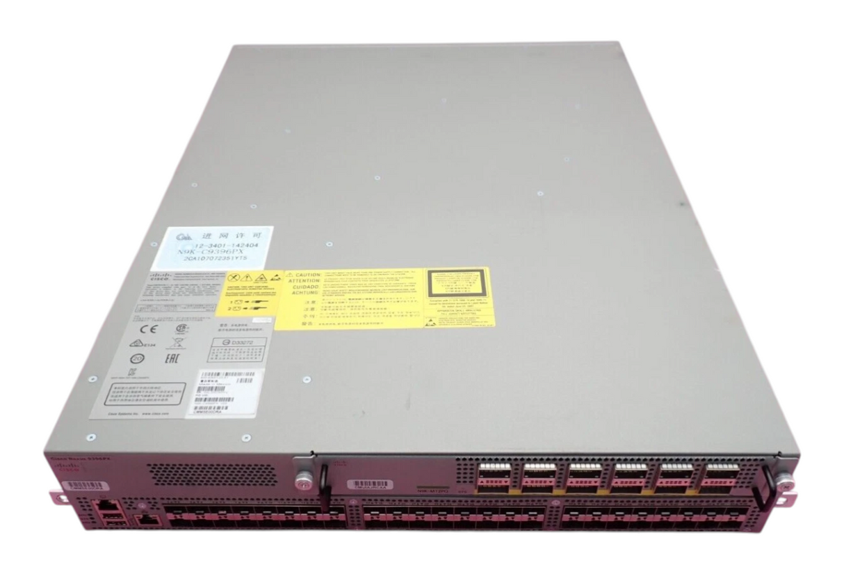 Cisco Nexus 9396PX N9K-C9396PX 48x 1/10GE SFP+ + N9K-M12PQ 12x 40GE QSFP Switch