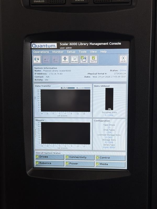 Quantum Scalar i6000 Tape Library + Expansion Module + 15x LTO-8 FC Drives