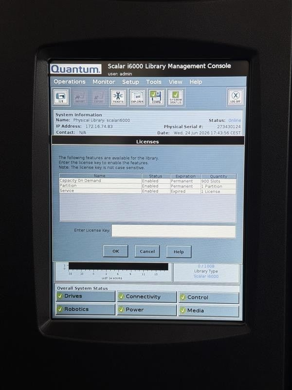 Quantum Scalar i6000 Tape Library + Expansion Module + 15x LTO-8 FC Drives