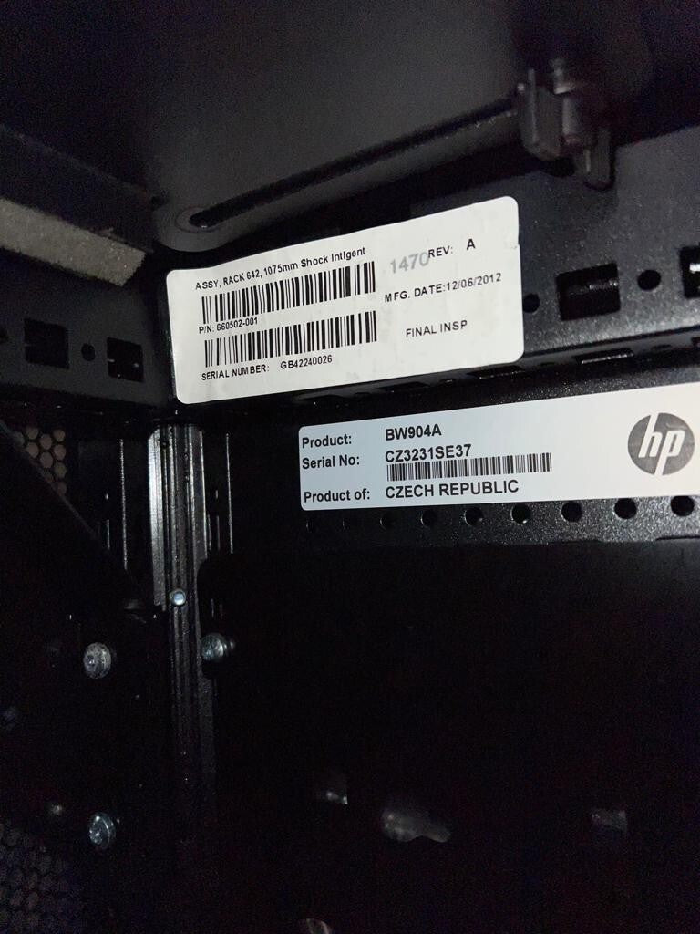 HP 642 G3 Rack 42U 600mm x 1075mm Enterprise Server Cabinet Enclosure BW904A