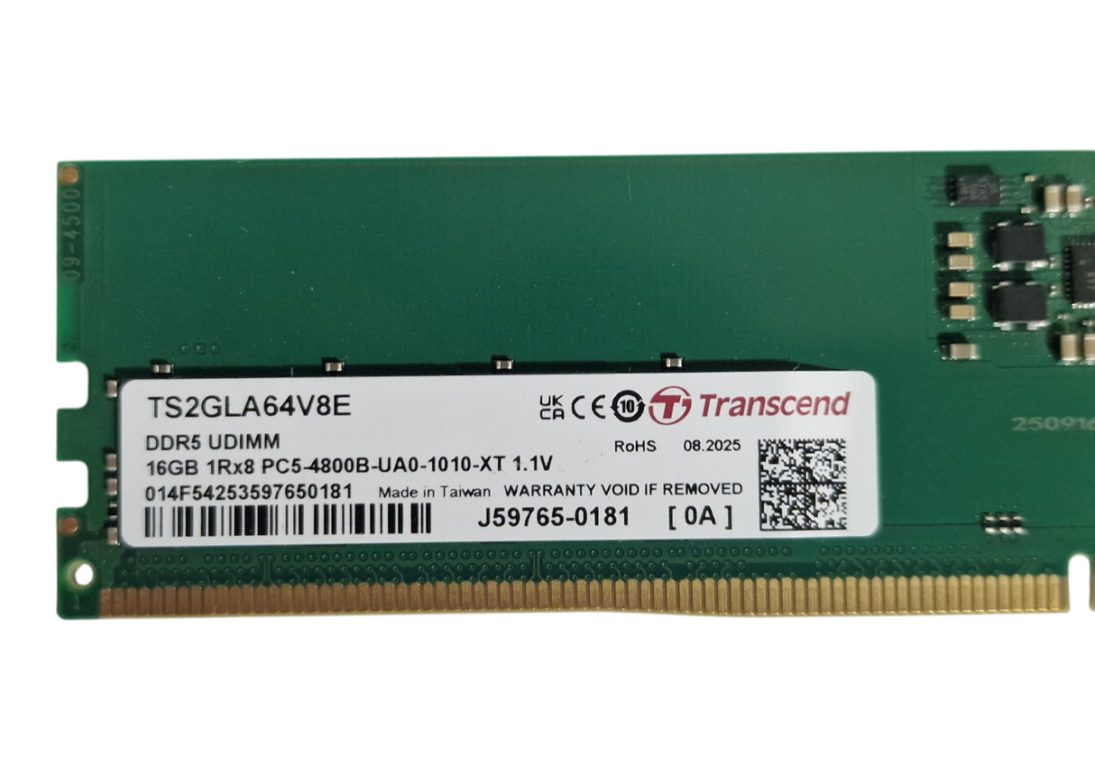 Transcend 16GB 1Rx8 PC5-4800B DDR5-38400 ECC UDIMM Server Memory RAM TS2GLA64V8E