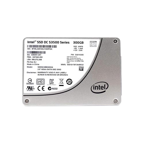 Nimble Intel 300GB 6G SATA 2.5" SFF SSD in 3.5" Caddy FW: D2010370 SSDSC2BB300G4