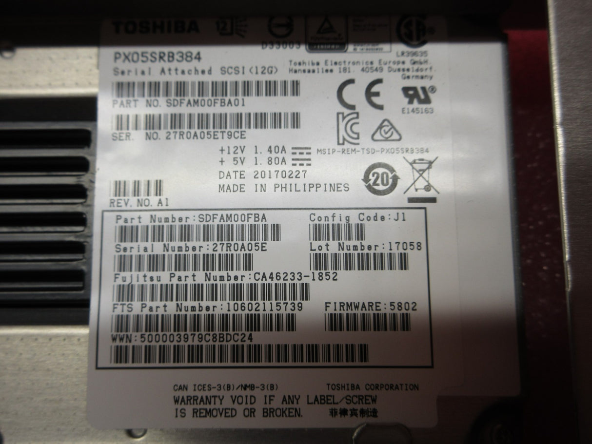 Fujitsu DX S3 S4 MLC SSD SAS 3.84TB 12G 3.5 CA07670-E236 10602115739 38049310
