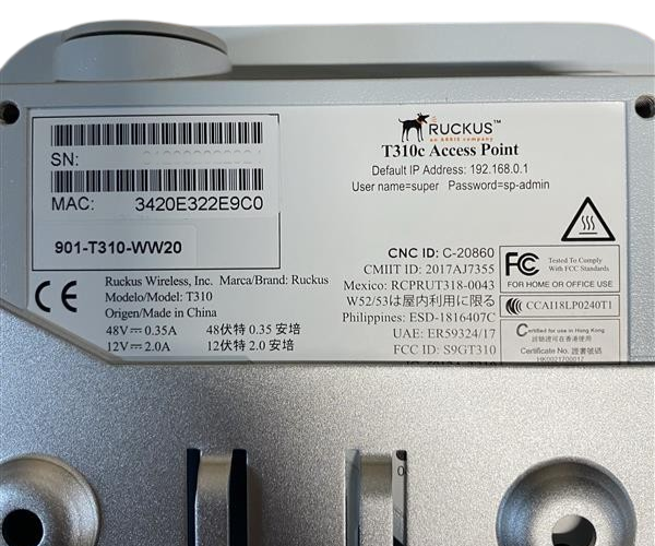 NEW Ruckus T310 Wave 2 Outdoor 802.11ac 2x2:2 Wi-Fi Access Point 901-T310-WW20