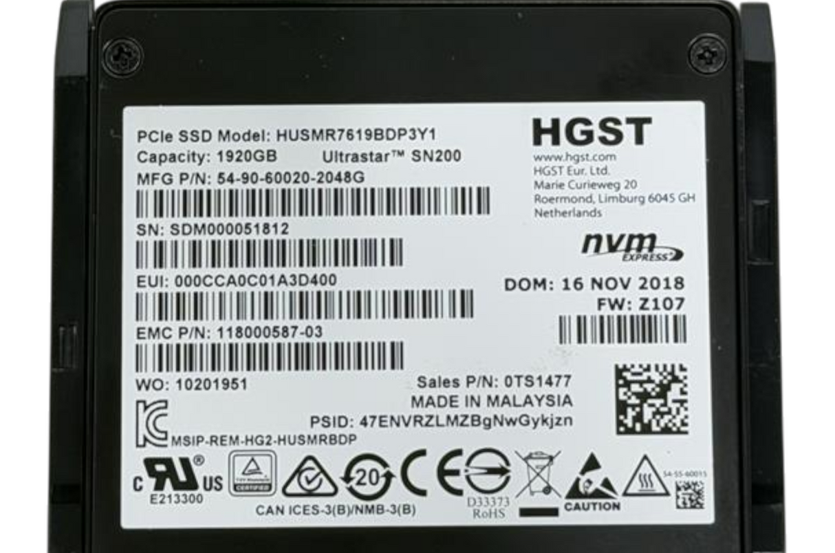 EMC 1.92TB SAS 12G 2.5" DP NVMe SSD 005052502 For PowerMax 2000 8000