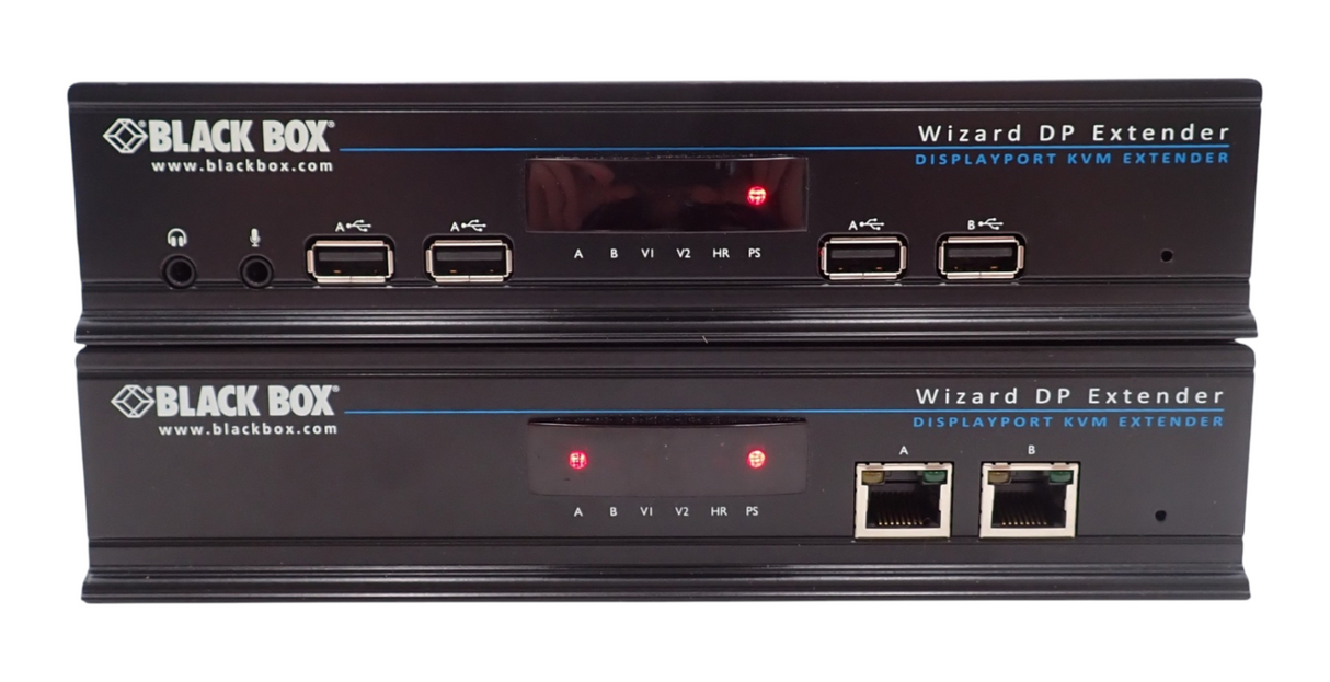 Black Box Wizard DP4030X ACU5800A Dual-Head DP KVM Extender Pair over CATx
