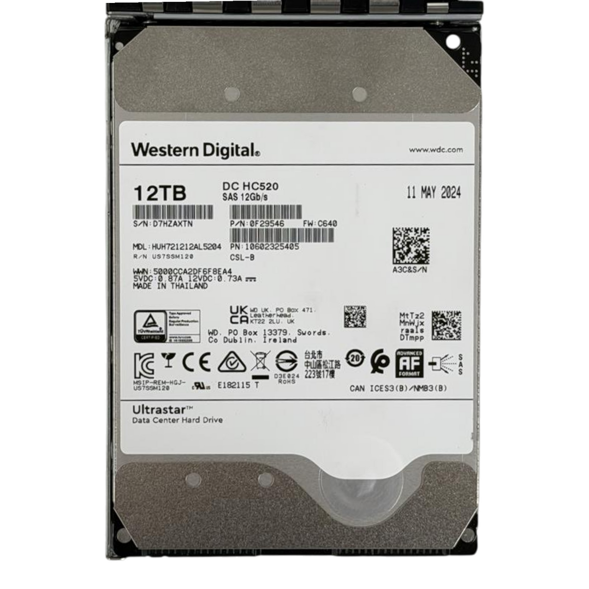 Fujitsu 12TB 7.2K SAS 12G 512e HotSwap Enterprise 3.5" Hard Drive HDD PY-CHCT7B8
