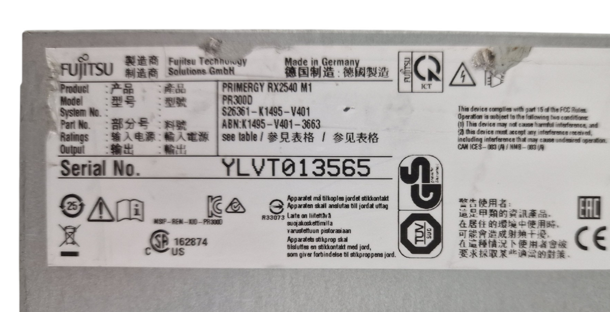 Fujitsu Primergy RX2540 M1 8-Bay 2.5" 2x Xeon E5-2600v3 24x DDR4 2U CTO Server