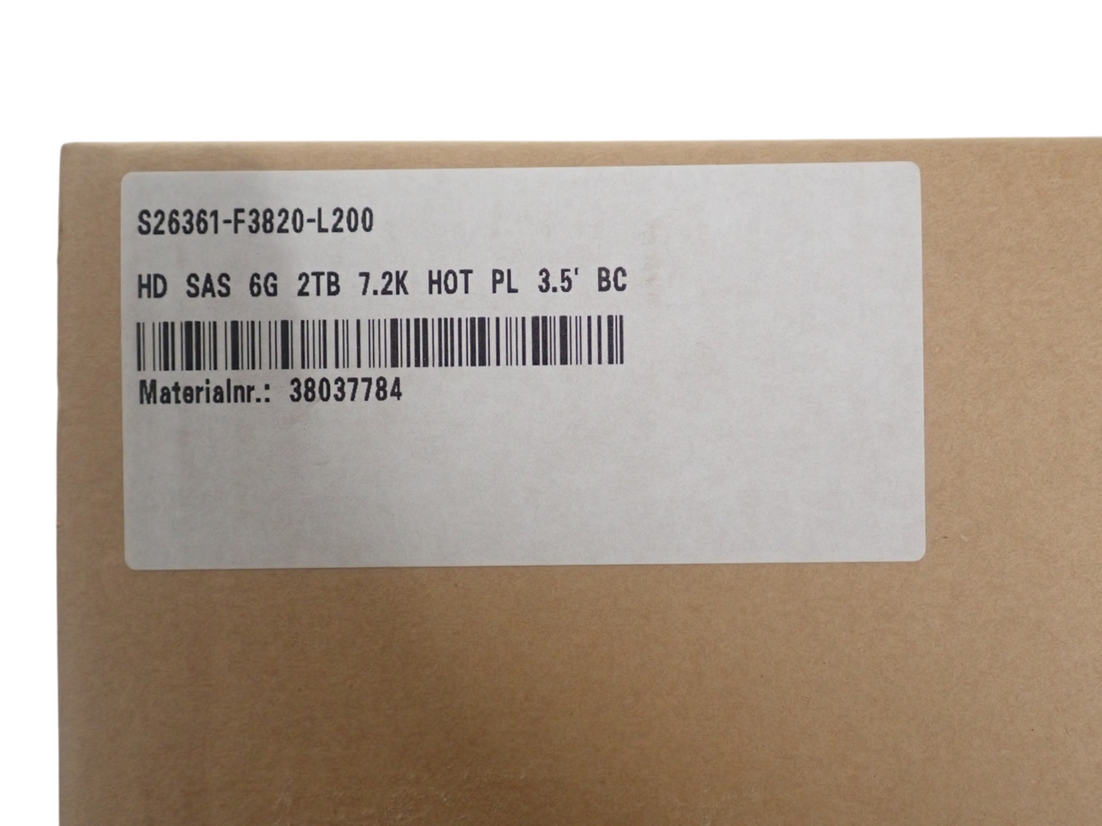 NEW Fujitsu Primergy 2TB 7.2K SAS 6G 3.5" LFF HotPlug HDD S26361-F3820-L200