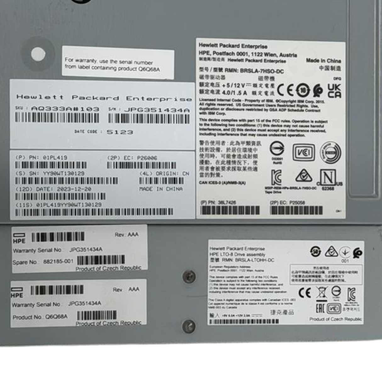 HPE StoreEver MSL LTO-8 Ultrium 30750 12TB/30TB SAS 6G Tape Drive Q6Q68A