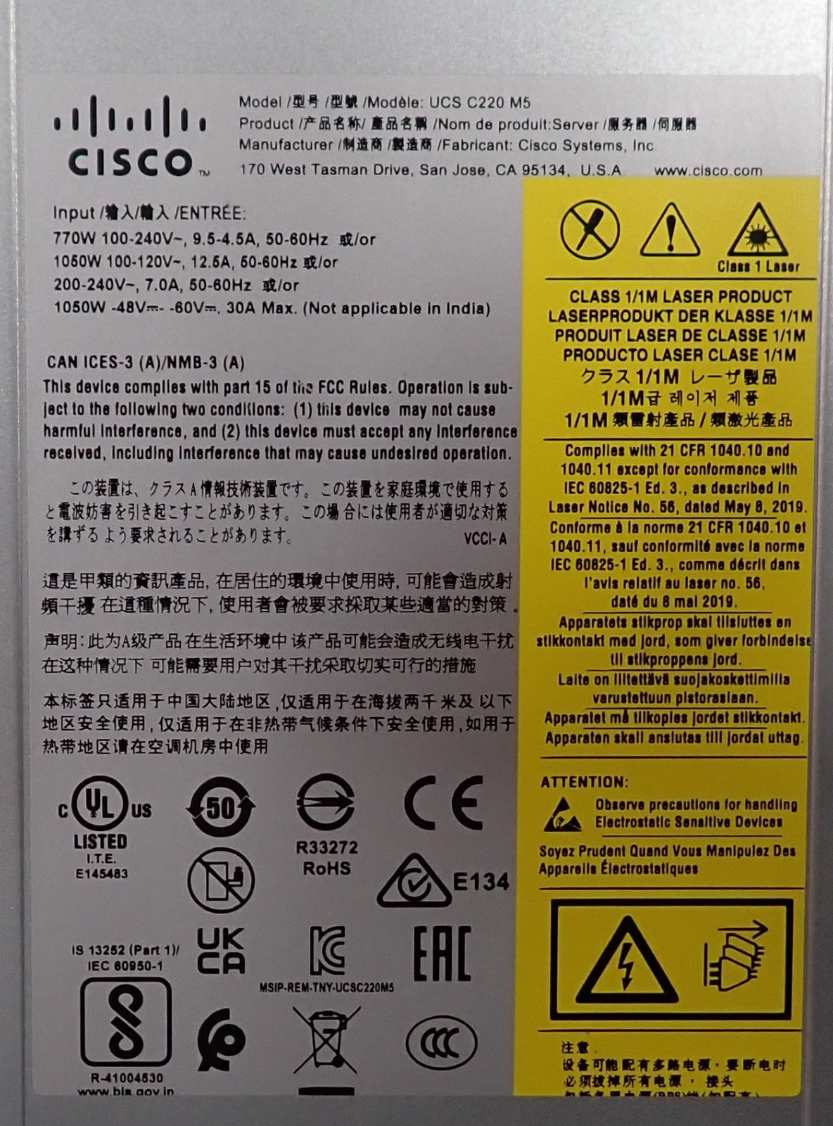 NEW Cisco UCSC-C220-M5SX 10SFF 10Bay 2x NVMe + 8x SAS/SATA CTO 1U Server
