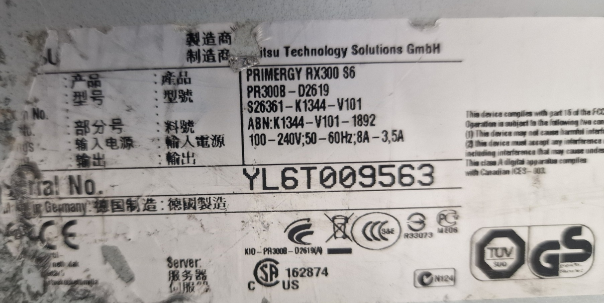 Fujitsu Primergy RX300 S6 6x 3.5" LFF SAS/SATA 2U Rack Server CTO