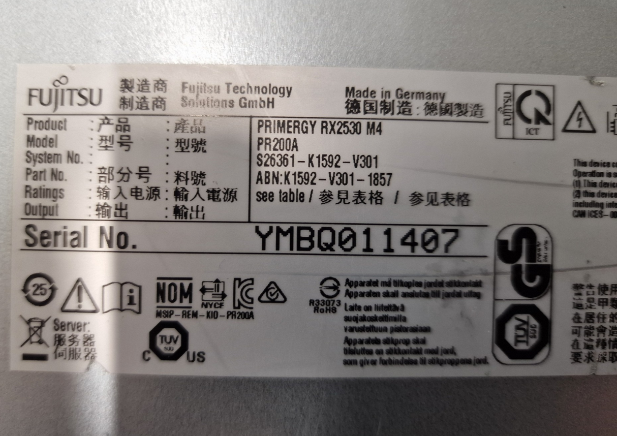 Fujitsu Primergy RX2530 M2 2x Scalable CPU 24-DIMM 8x 2.5" Bay CTO 1U Server