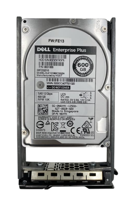 Dell EqualLogic 600GB 10K SAS 12G 2.5" SFF HDD w/Caddy N6HYK 0N6HYK 0B31868