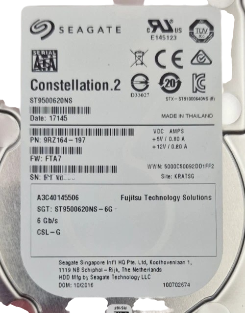 Fujitsu 500GB SATA 7.2K 2.5" SFF HDD Hard Drive S26361-F3708-L500 A3C40145506
