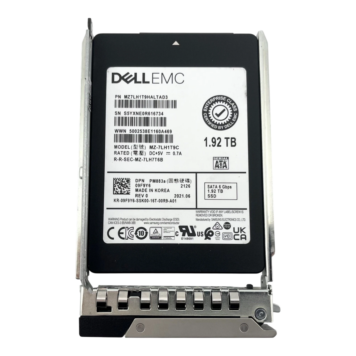 New Dell 1.92TB SATA 6G 2.5" Solid State SSD 9F9Y6 MZ-7LH1T9C +14/15th Gen Caddy