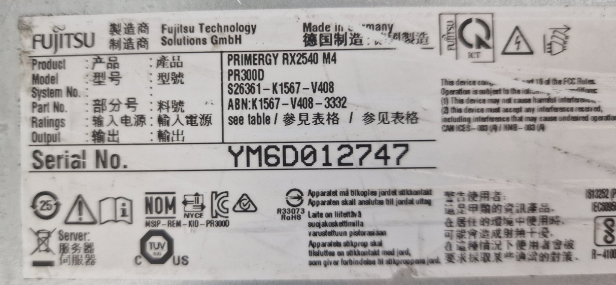 Fujitsu Primergy RX2540 M4 16x 2.5" 2U 24x DDR4 2 x Intel Scalable CTO Server