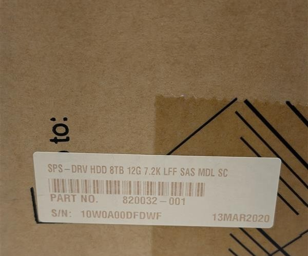New HPE Midline 8TB 7.2K SAS 12G 3.5" HDD For ProLiant 819201-B21 820032-001