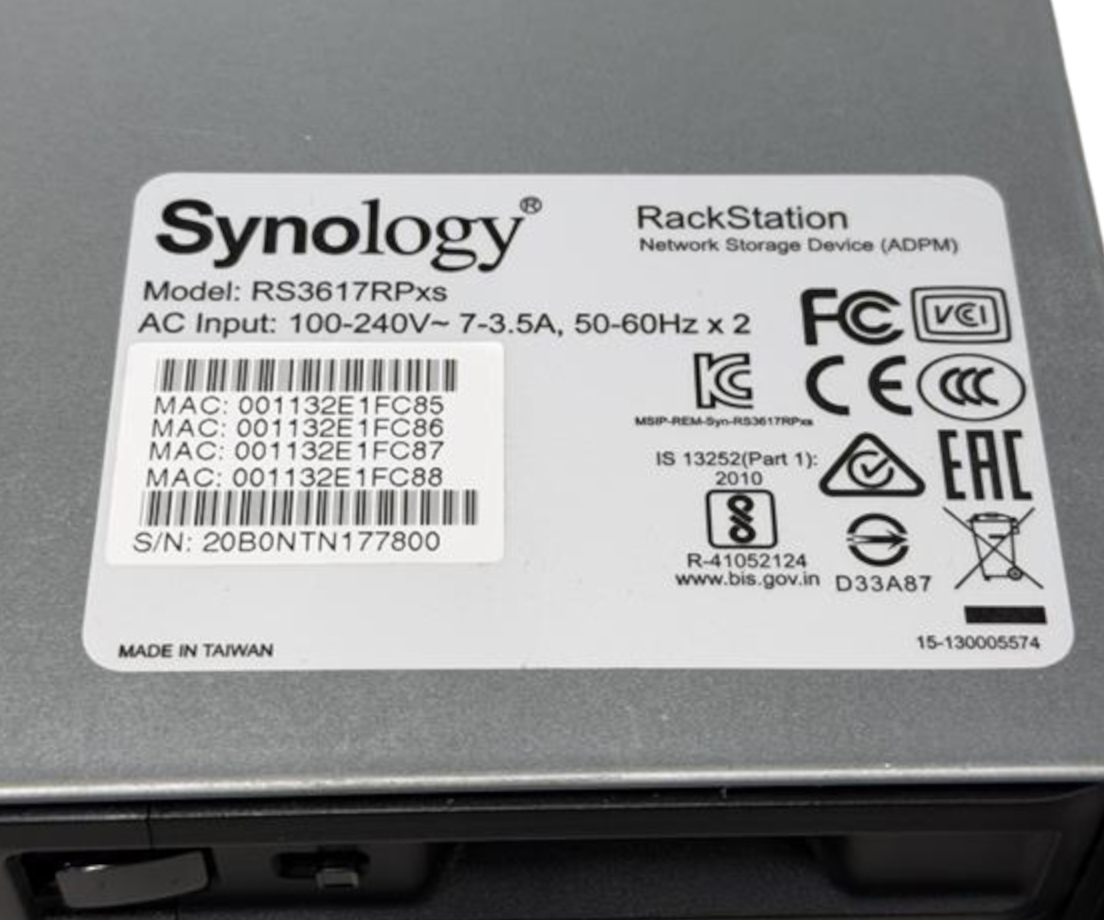 Synology RackStation RS3617RPXS 12x 3.5" Bay NAS Network Attached Storage