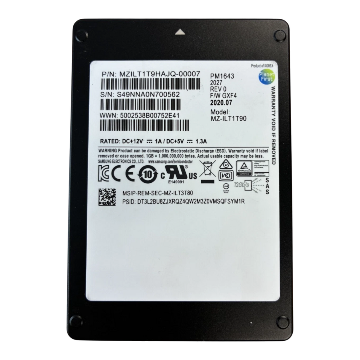 Samsung PM1643a 1.92TB SAS 12G Enterprise TLC 2.5" SSD MZILT1T9HBJR-00007