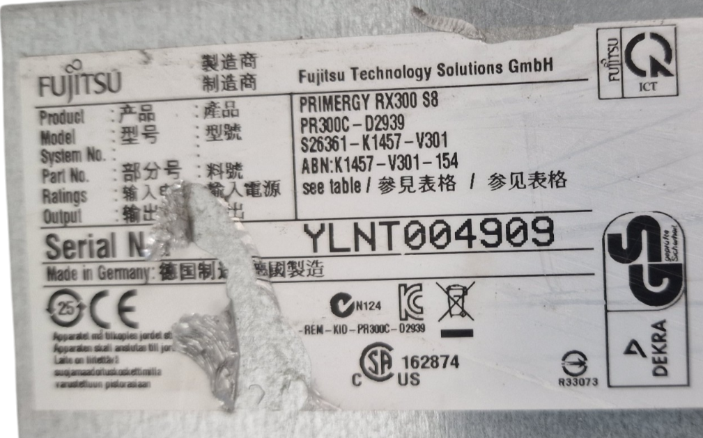 Fujitsu Primergy RX300 S8 2x E5-2600 v2 CPU 24-DIMM 12x 2.5" Bay CTO 2U Server