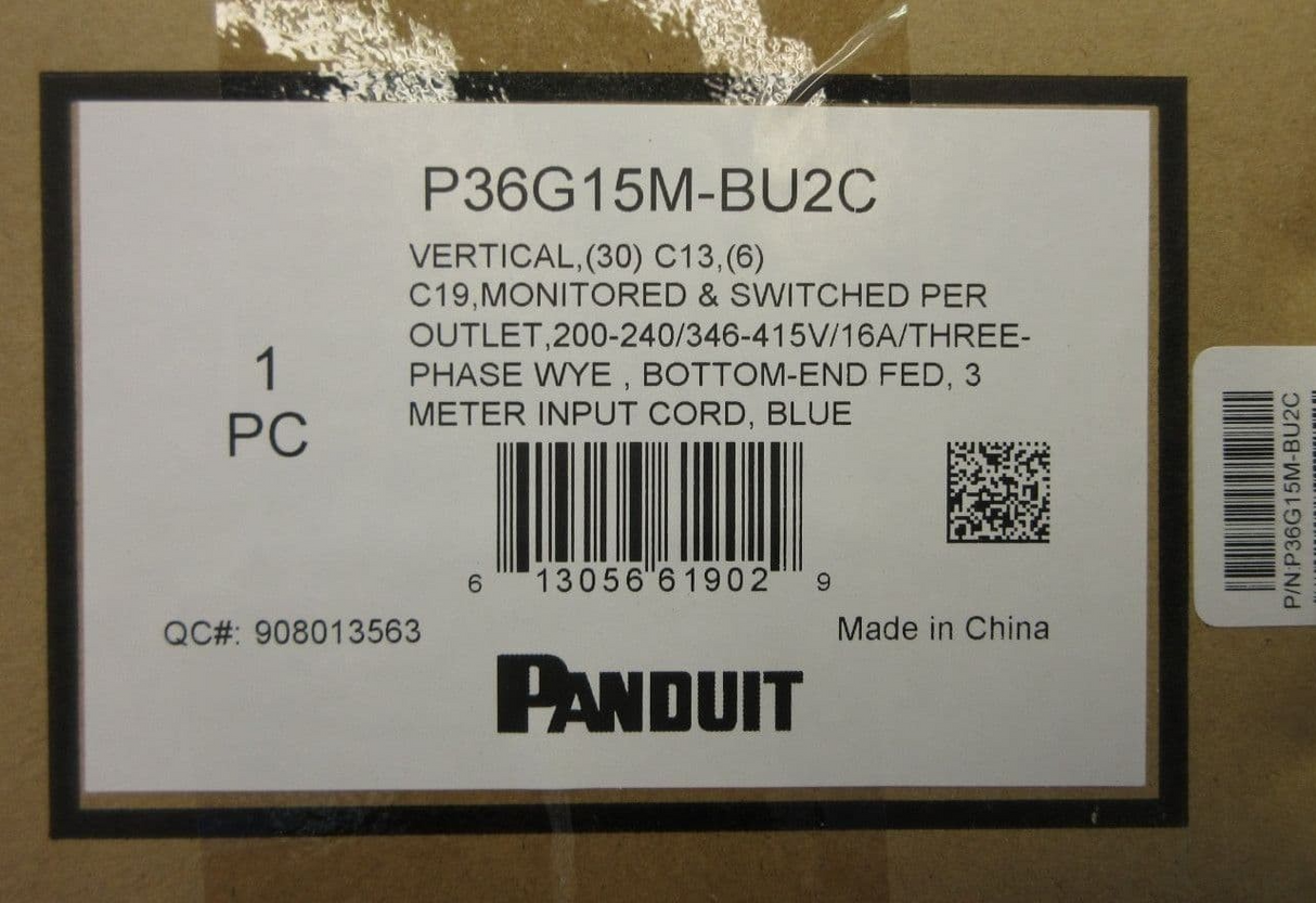 NEW Panduit 30xC13 6xC19 415V 3PH Switched Monitored Blue Rack PDU P36G15M-BU2C