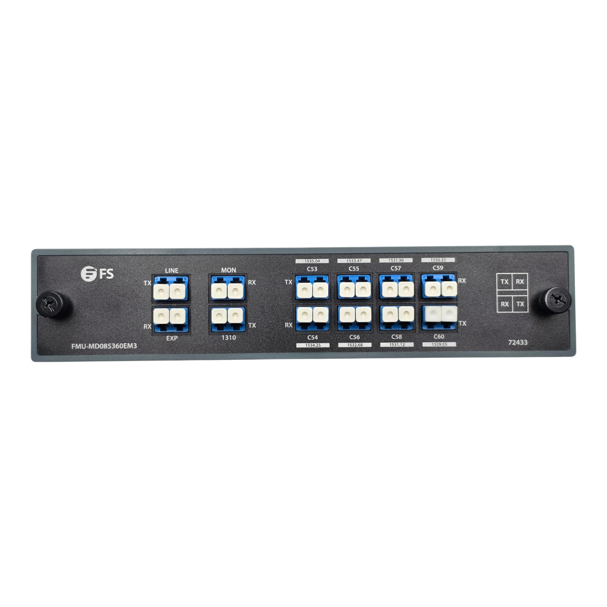 FS FMU-MD085360EM3 8-Ch 100G C53-C60 DWDM MUX DMX Dual Fiber FMU Plug-In Module