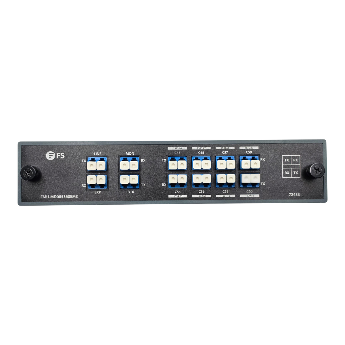 FS FMU-MD085360EM3 8-Ch 100G C53-C60 DWDM MUX DMX Dual Fiber FMU Plug-In Module