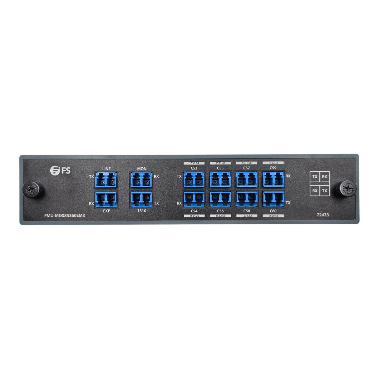 FS FMU-MD085360EM3 8-Ch 100G C53-C60 DWDM MUX DMX Dual Fiber FMU Plug-In Module