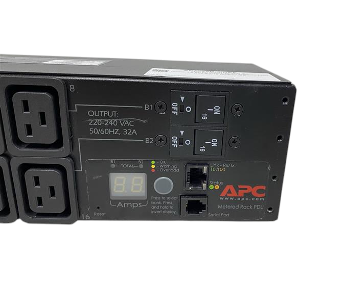 APC AP7822B 16-Way 12x C13 4x C19 Outlet 2U Rackmount 32A 1PH Metered PDU