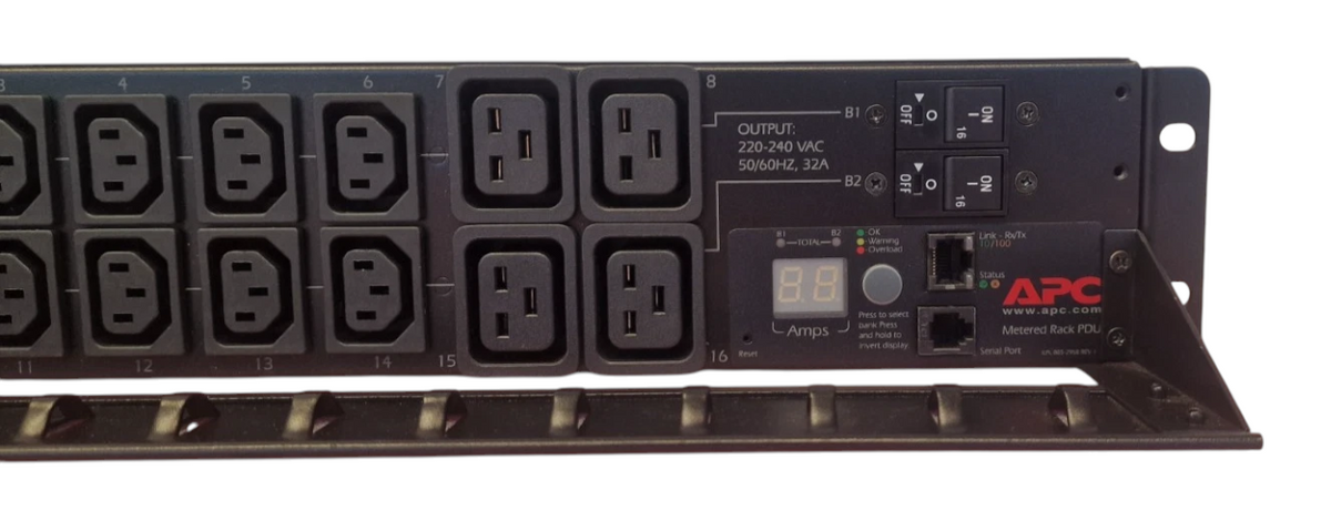 APC AP7822B 16-Way 12x C13 4x C19 Outlet 2U Rackmount 32A 1PH Metered PDU