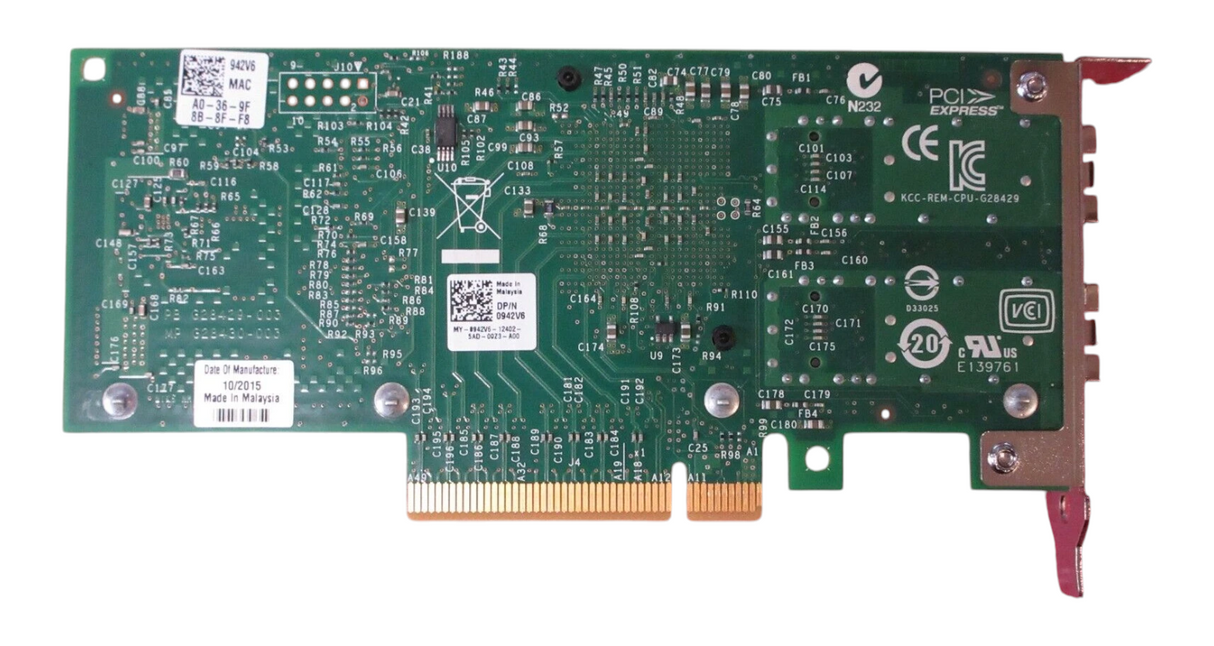 New Dell 942V6 0942V6 X520 Dual-Ports SFP+ 10Gbps PCIe x8 Server Network Adapter