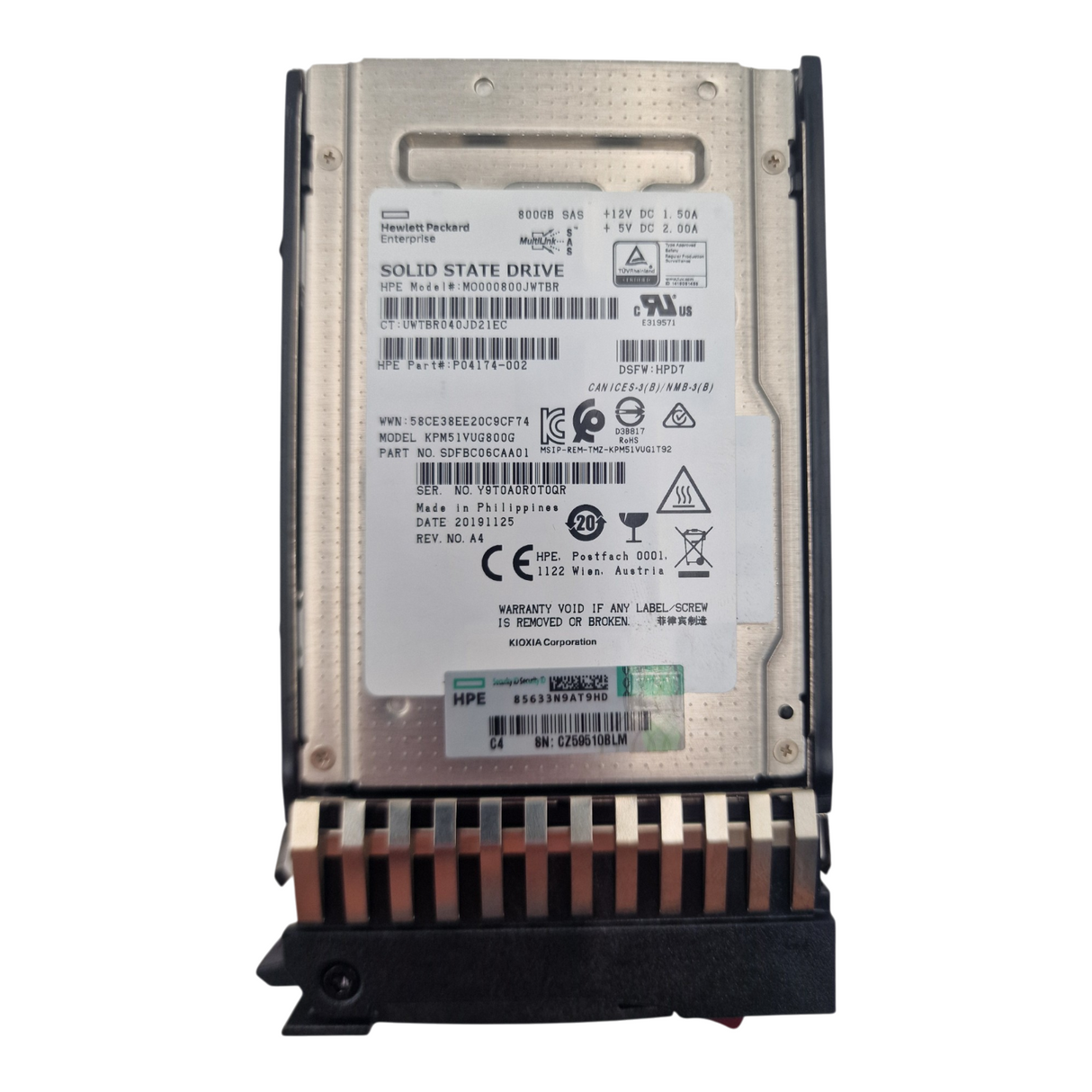 HP 800GB SAS 12G MU 2.5" SFF Hot-Plug Solid State Drive SSD N9X96A 841505-001