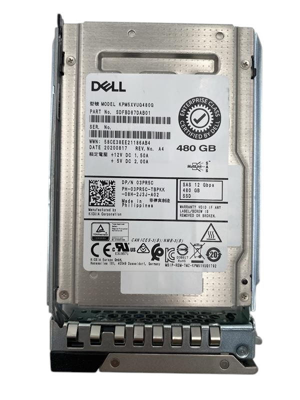 Dell 480GB 12G SAS MU 2.5" SFF SSD + 14th-17th Gen Caddy 3PR5C KPM5XVUG480G
