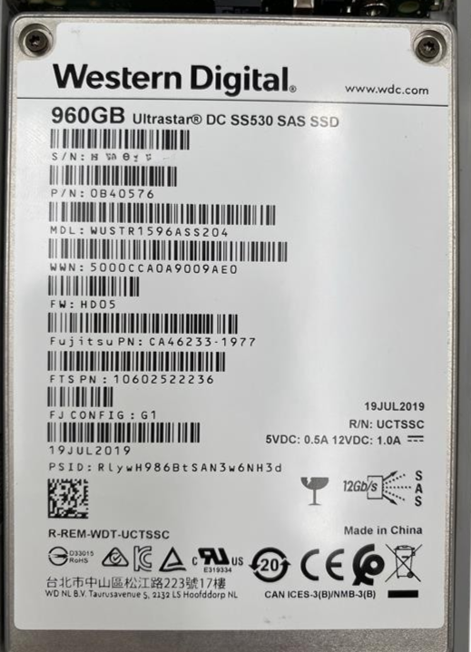 Fujitsu 960GB 12G SAS RI 2.5" SFF SSD + Eternus DX S4 Caddy CA08226-E654