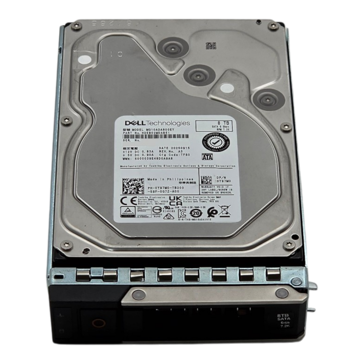 Dell Y97M0 8TB 7.2K 6G SATA 3.5" LFF 512n Enterprise HDD Hard Drive MG10ADA800EY
