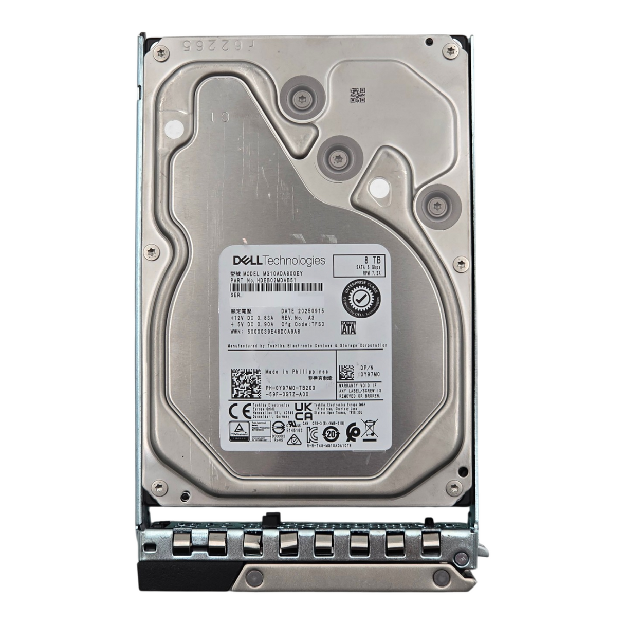Dell Y97M0 8TB 7.2K 6G SATA 3.5" LFF 512n Enterprise HDD Hard Drive MG10ADA800EY