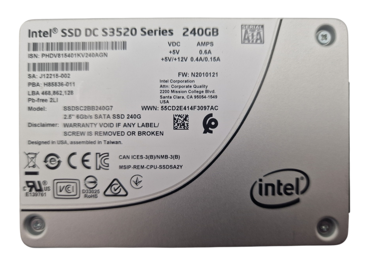 Intel S3520 240GB 6G SATA MLC Mixed Use 2.5" SFF SSD SSDSC2BB240G7