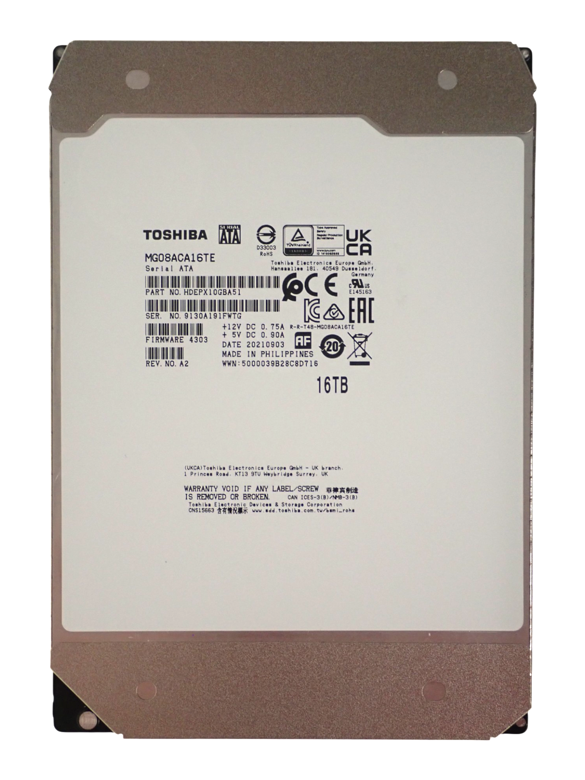 Toshiba 16TB 3.5" 7.2K SATA 6G 512mb LFF Enterprise Hard Drive HDD MG08ACA16TE