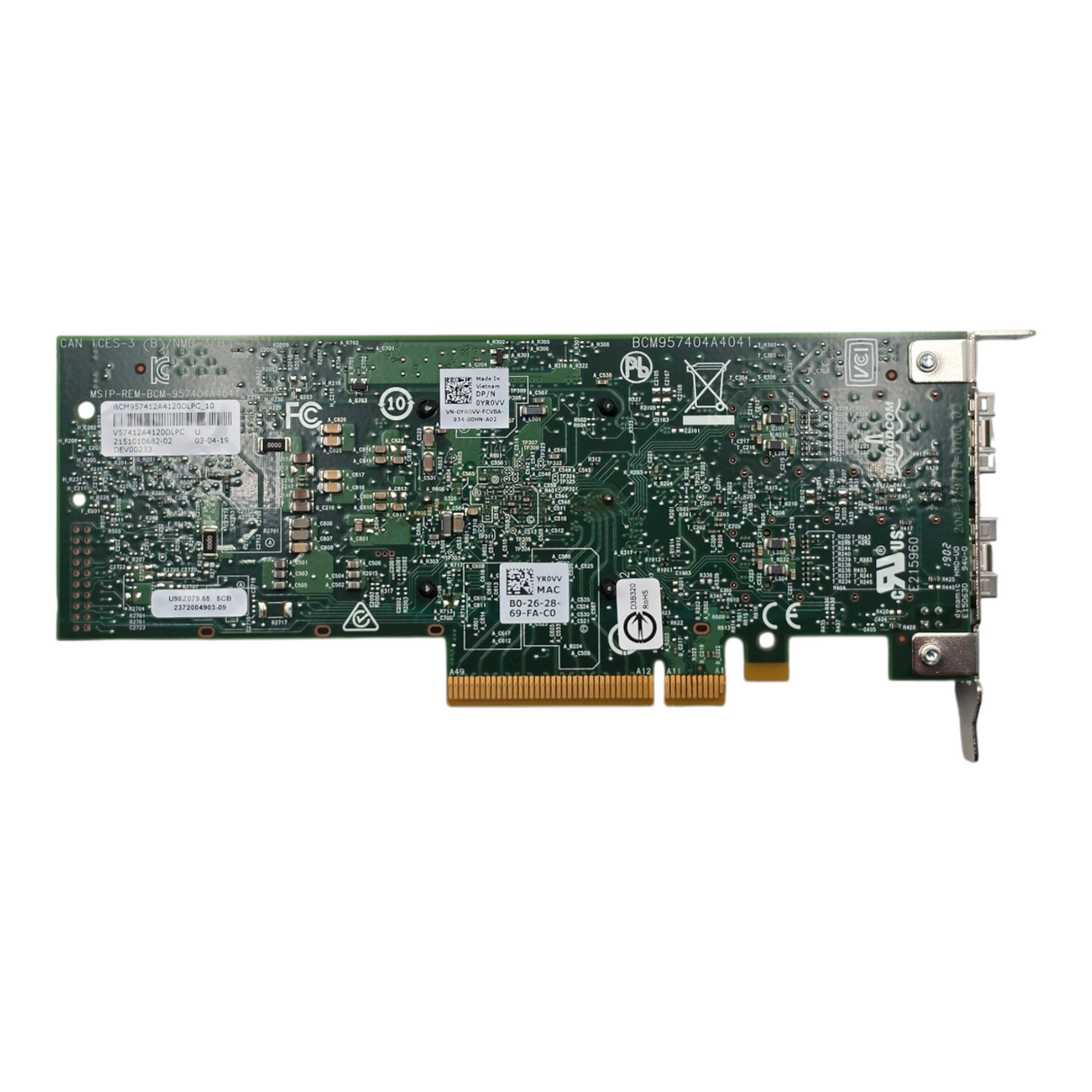 Dell Broadcom YR0VV 57412 Dual Port 10Gb SFP+ High Profile PCIe x8 Network Card