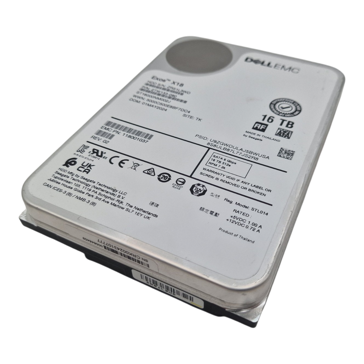 Dell EMC Exos X16 16TB 7.2k SATA 6G 3.5" LFF Enterprise HDD 118001037