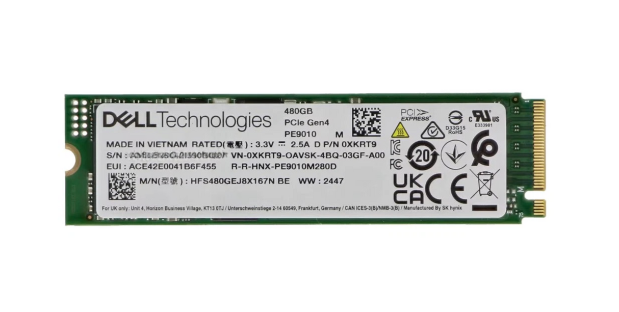NEW Dell 480GB PCIe 4.0 NVMe RI M.2 2280 SSD XKRT9 0XKRT9 3H1F4 HFS480GEJ8X167N